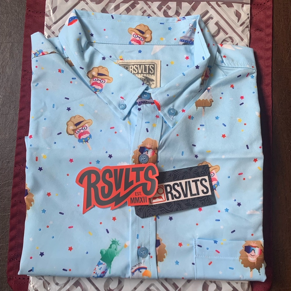 RSVLTS AMERICANA COLLECTION ICE CREAM 2021 4XL KUNUFLEX SHIRT BABY BLUE BNWT